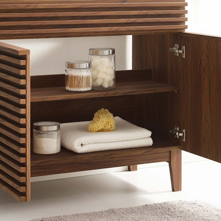 Render 36" Bathroom Vanity Cabinet in Walnut