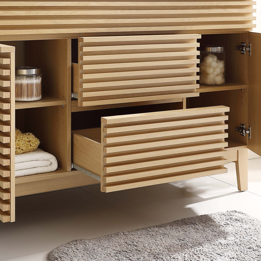 Vera 48" Single Sink Compatible (not included) Bathroom Vanity Cabinet in Oak