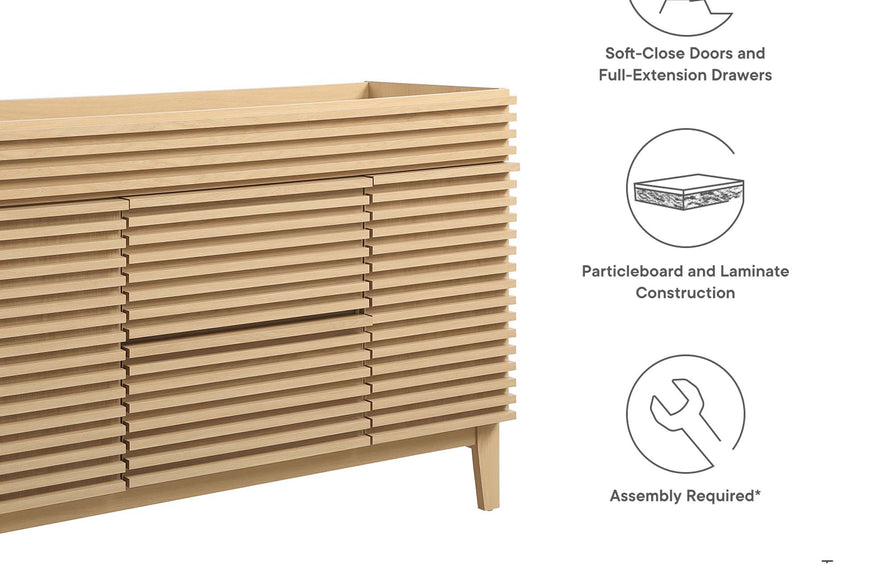Vera 48" Single Sink Compatible (not included) Bathroom Vanity Cabinet in Oak
