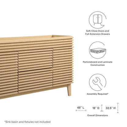 Render 48" Single Sink Compatible (not included) Bathroom Vanity Cabinet by Furniture For America