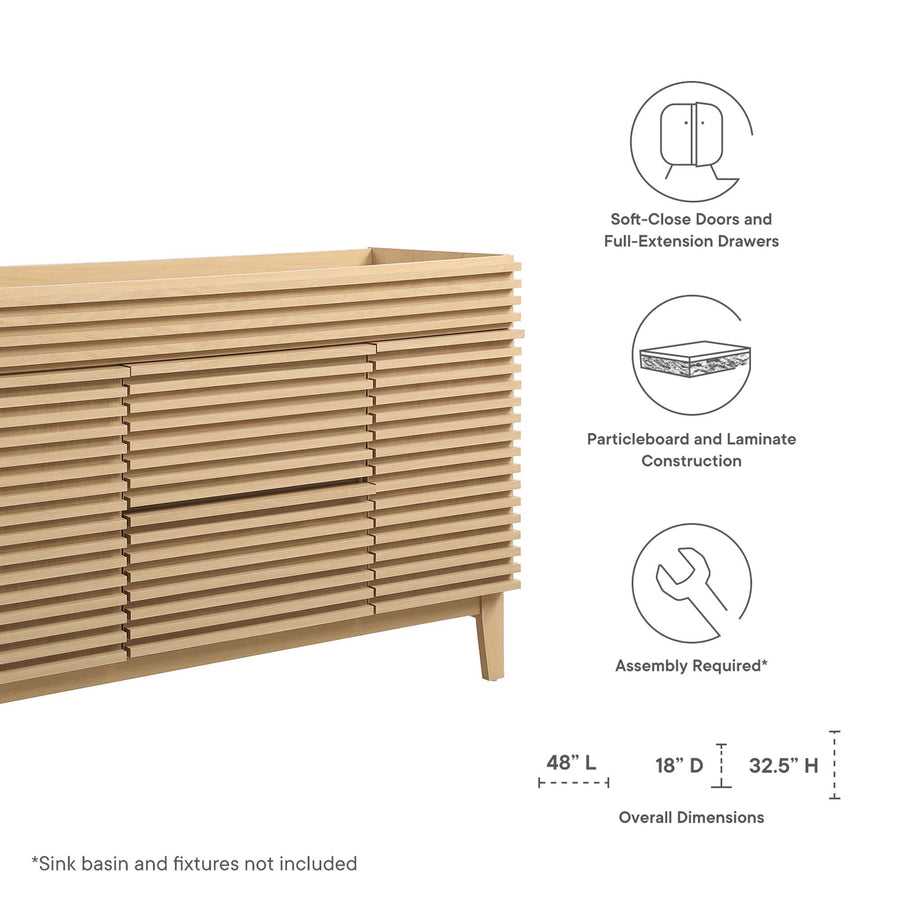 Vera 48" Single Sink Compatible (not included) Bathroom Vanity Cabinet in Oak