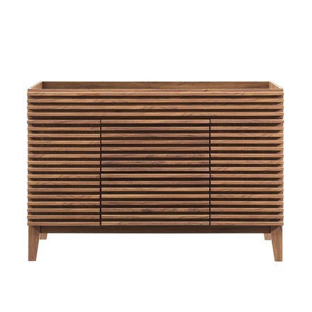 Render 48" Single Sink Compatible (not included) Bathroom Vanity Cabinet in Walnut