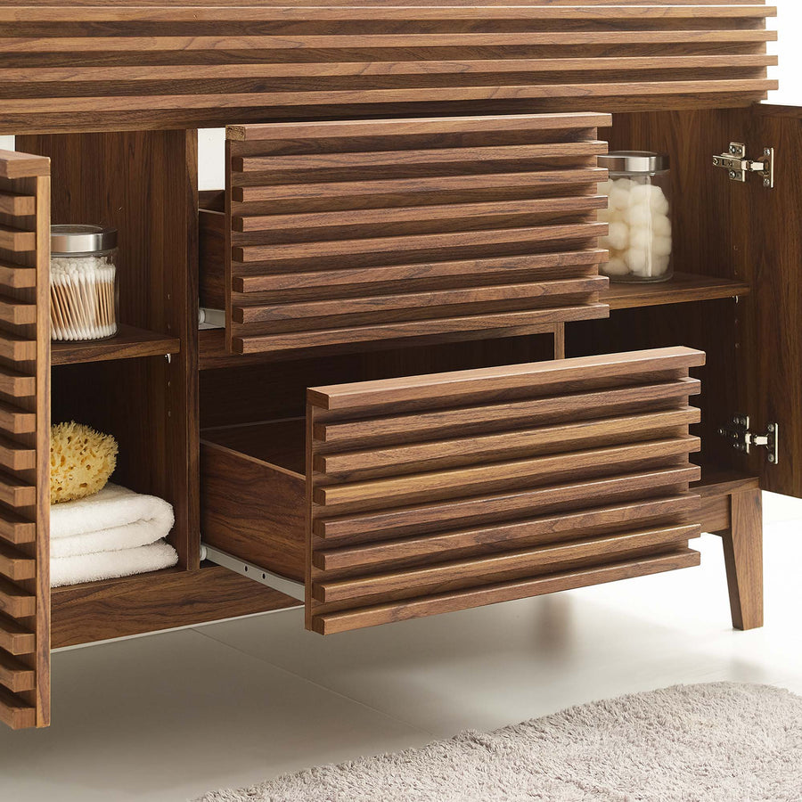 Vera 48" Single Sink Compatible (not included) Bathroom Vanity Cabinet in Walnut
