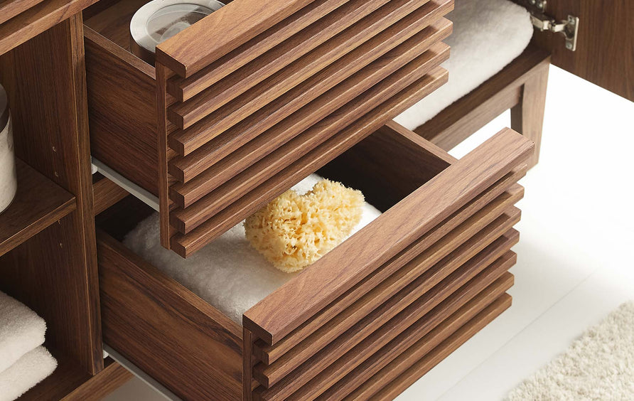 Vera 48" Double Sink Compatible (Not Included) Bathroom Vanity Cabinet in Walnut