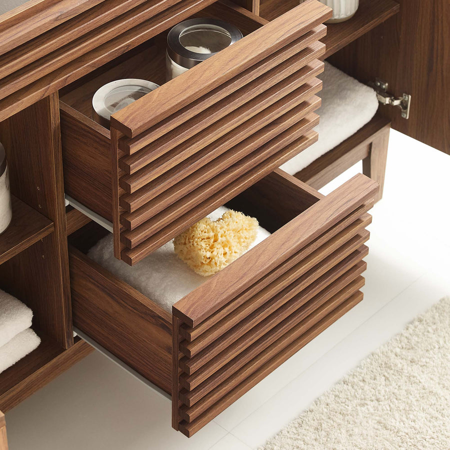 Vera 48" Double Sink Compatible (Not Included) Bathroom Vanity Cabinet in Walnut