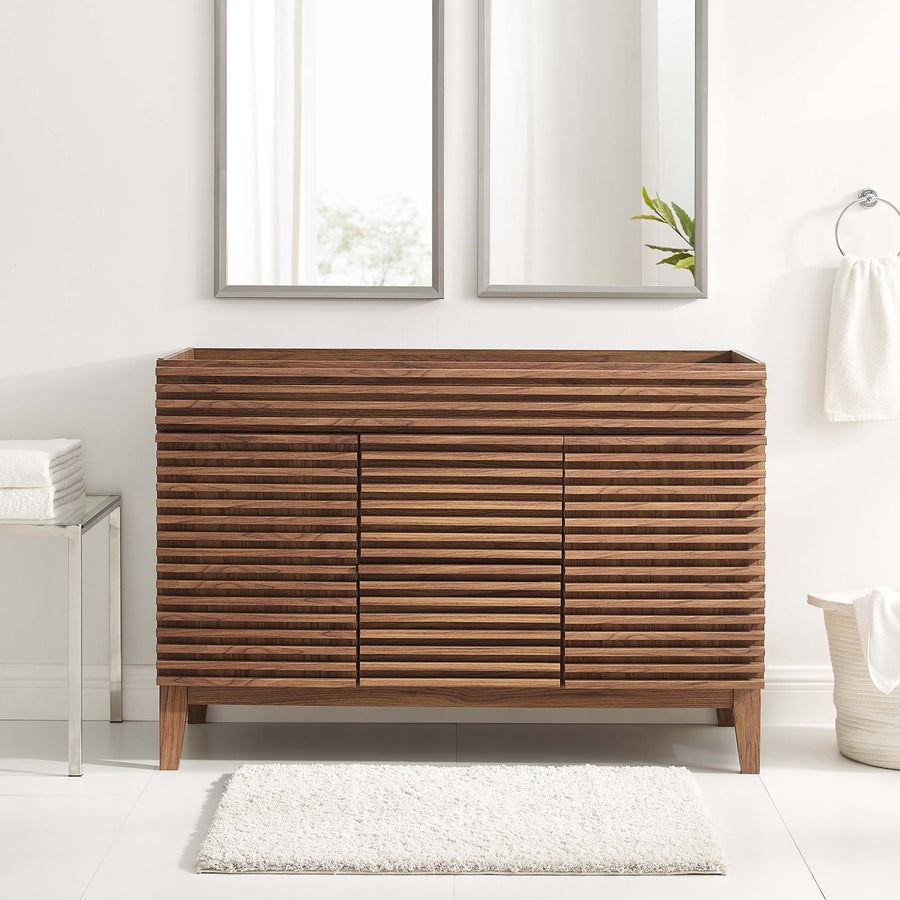 Vera 48" Double Sink Compatible (Not Included) Bathroom Vanity Cabinet in Walnut