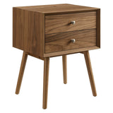Ottilie Wood Nightstand With USB Ports in Walnut Walnut