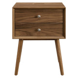 Ottilie Wood Nightstand With USB Ports in Walnut Walnut