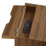 Ottilie Wood Nightstand With USB Ports in Walnut Walnut