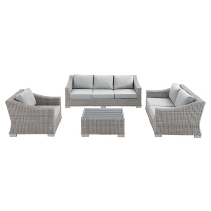 Conway 4-Piece SunbrellaÂ® Outdoor Patio Wicker Rattan Furniture Set by Furniture For America