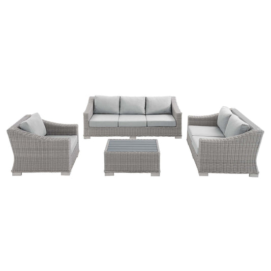 Conway 4-Piece Sunbrella® Outdoor Patio Wicker Rattan Furniture Set by Furniture For America