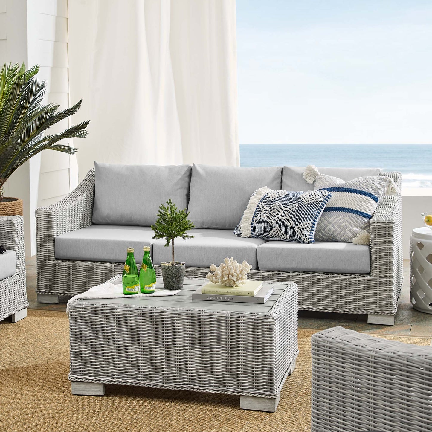Conway 4-Piece SunbrellaÂ® Outdoor Patio Wicker Rattan Furniture Set by Furniture For America