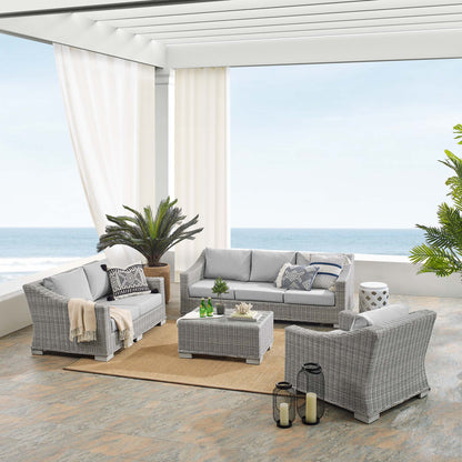Conway 4-Piece SunbrellaÂ® Outdoor Patio Wicker Rattan Furniture Set by Furniture For America