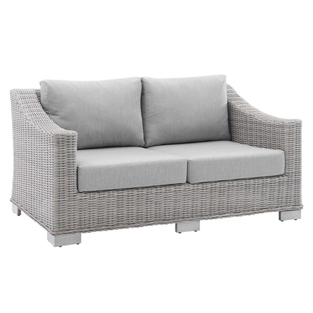 Conway 4-Piece Sunbrella® Outdoor Patio Wicker Rattan Furniture Set in Light Gray Gray