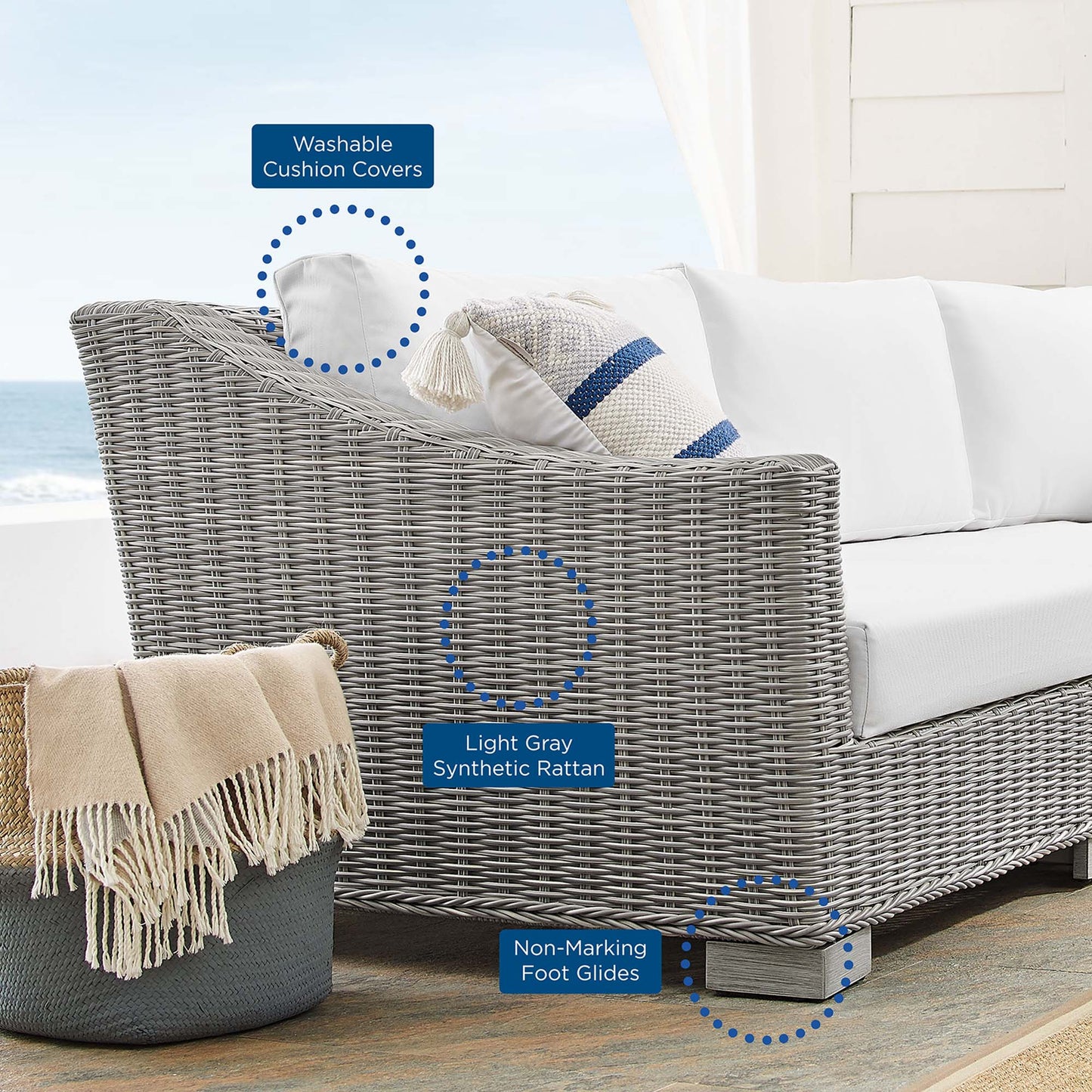 Conway 4-Piece SunbrellaÂ® Outdoor Patio Wicker Rattan Furniture Set by Furniture For America