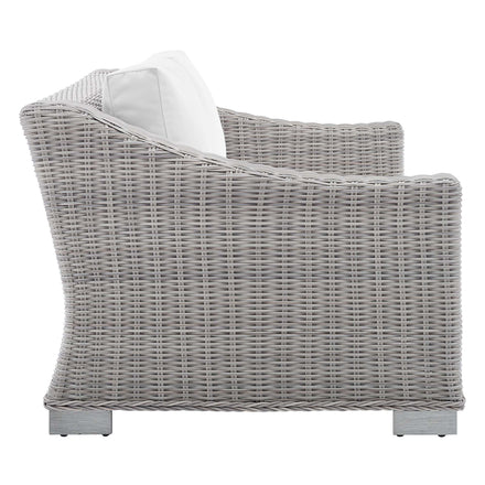 Conway 4-Piece Sunbrella® Outdoor Patio Wicker Rattan Furniture Set in Light Gray White