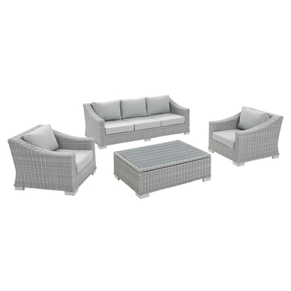 Conway 4-Piece SunbrellaÂ® Outdoor Patio Wicker Rattan Furniture Set by Furniture For America