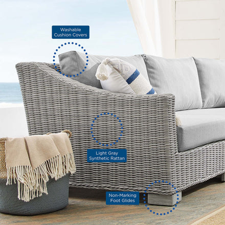 Conway 4-Piece Sunbrella® Outdoor Patio Wicker Rattan Furniture Set in Light Gray Gray