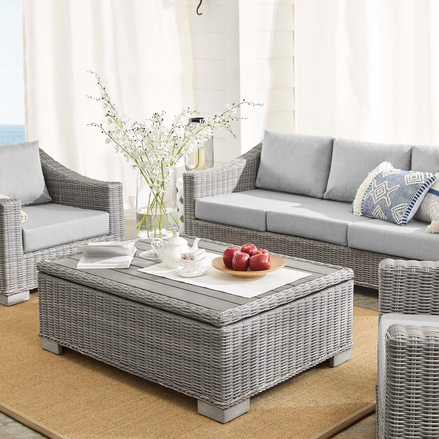 Conway 4-Piece SunbrellaÂ® Outdoor Patio Wicker Rattan Furniture Set by Furniture For America