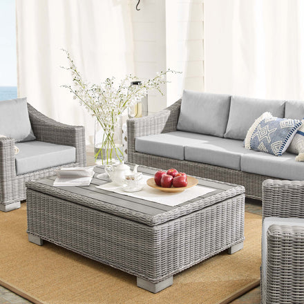 Conway 4-Piece Sunbrella® Outdoor Patio Wicker Rattan Furniture Set in Light Gray Gray