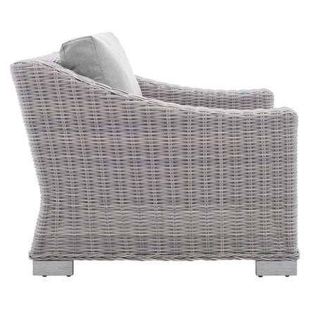 Conway 4-Piece Sunbrella® Outdoor Patio Wicker Rattan Furniture Set in Light Gray Gray