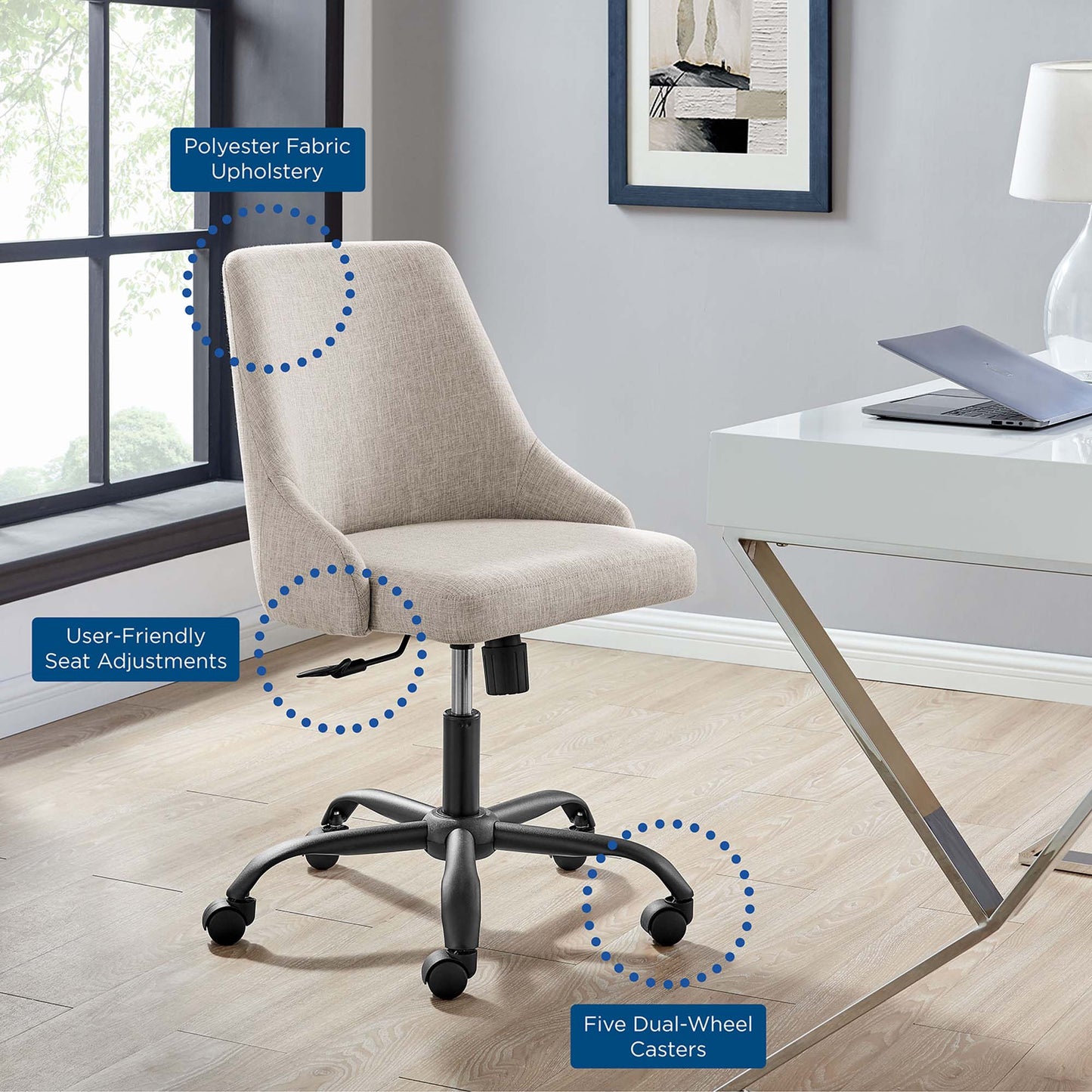 Designate Swivel Upholstered Office Chair by Furniture for America