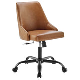 Roscoe Swivel Vegan Leather Office Chair in Black Tan