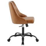Roscoe Swivel Vegan Leather Office Chair in Black Tan