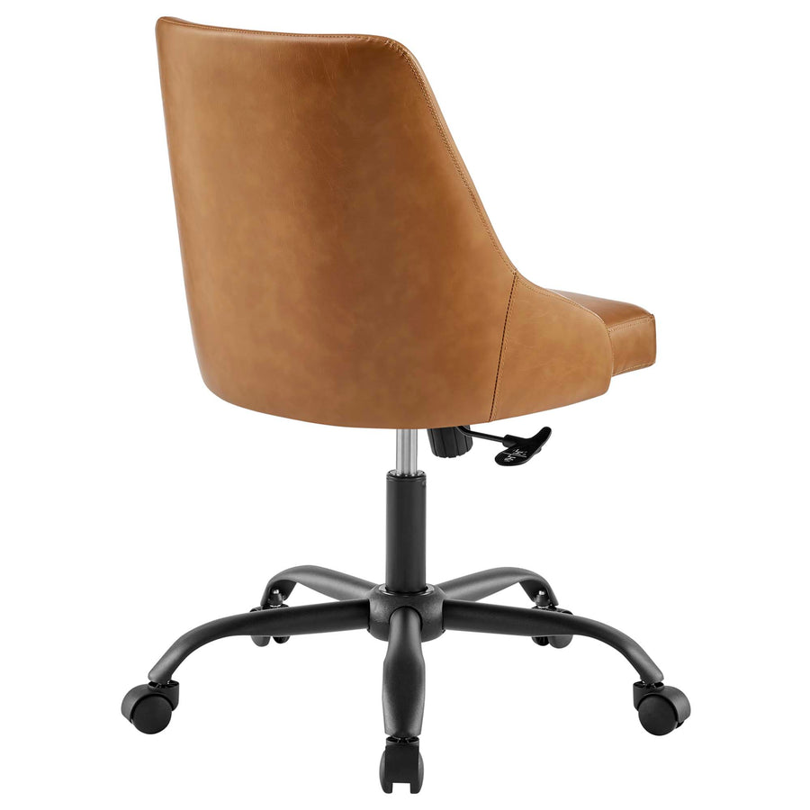 Roscoe Swivel Vegan Leather Office Chair in Black Tan