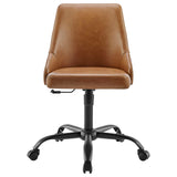 Roscoe Swivel Vegan Leather Office Chair in Black Tan