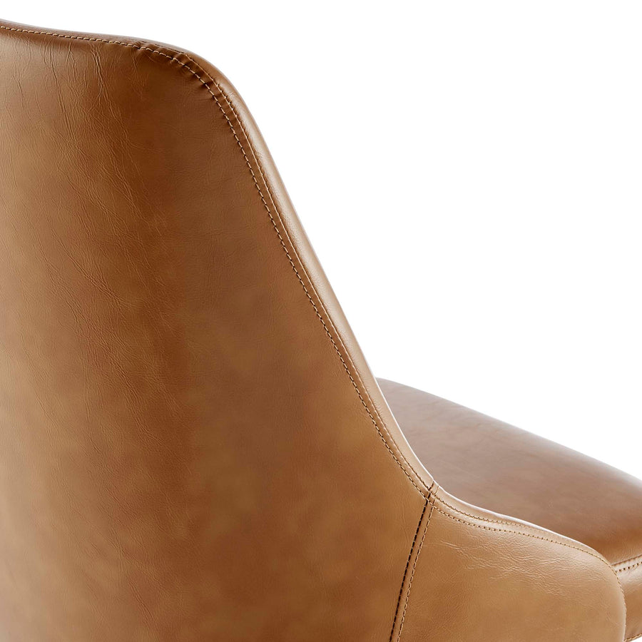 Roscoe Swivel Vegan Leather Office Chair in Black Tan