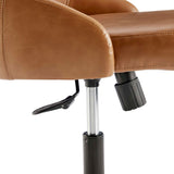 Roscoe Swivel Vegan Leather Office Chair in Black Tan