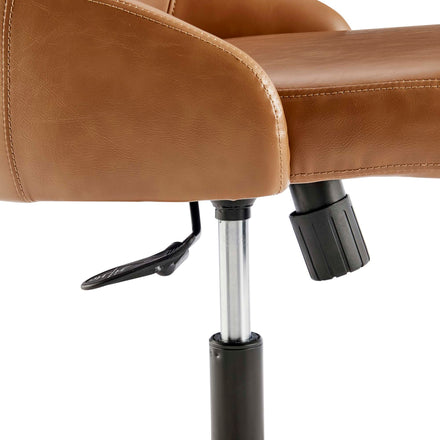 Designate Swivel Vegan Leather Office Chair in Black Tan