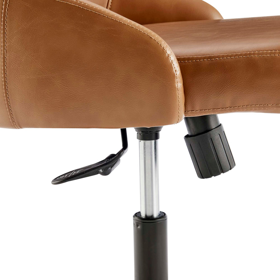 Roscoe Swivel Vegan Leather Office Chair in Black Tan