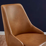 Roscoe Swivel Vegan Leather Office Chair in Black Tan