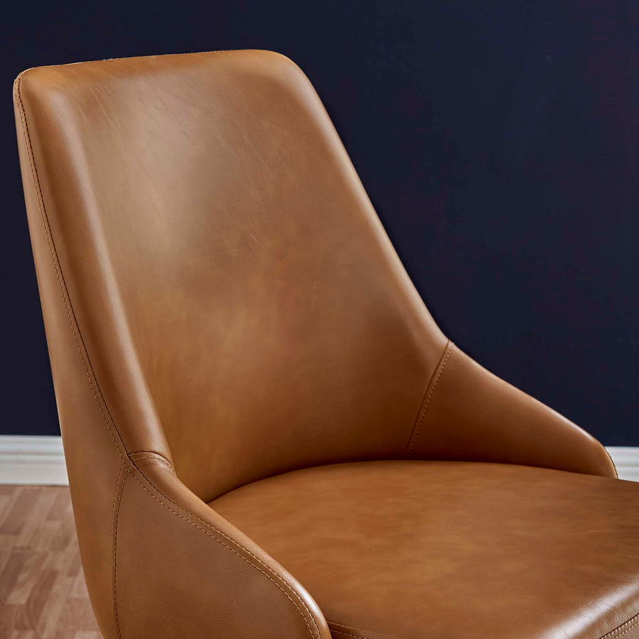 Roscoe Swivel Vegan Leather Office Chair in Black Tan