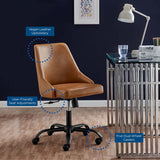 Roscoe Swivel Vegan Leather Office Chair in Black Tan