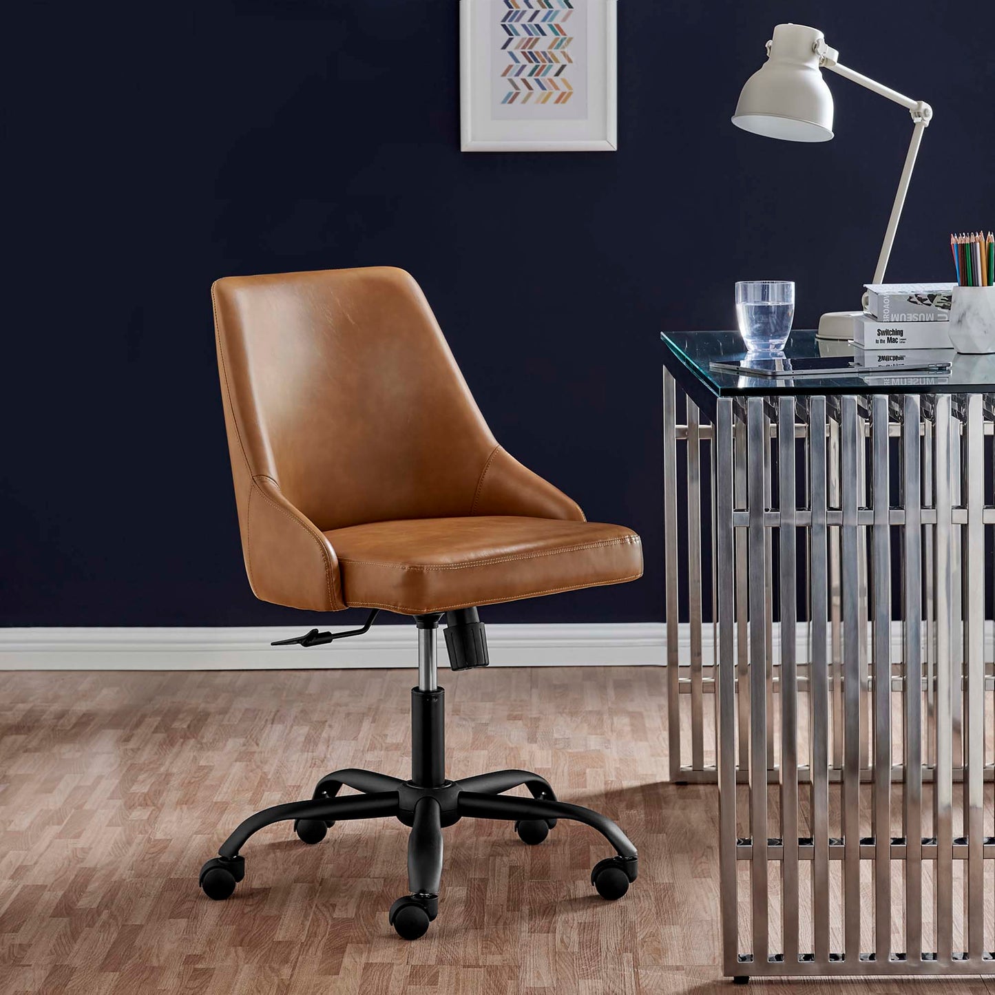 Designate Swivel Vegan Leather Office Chair by Furniture for America