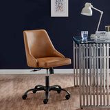 Roscoe Swivel Vegan Leather Office Chair in Black Tan