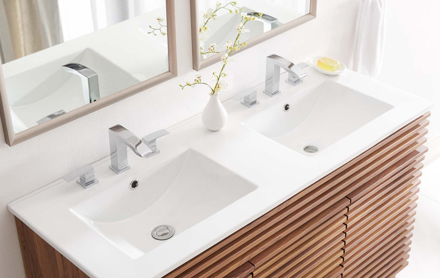 Calla 48" Double Basin Bathroom Sink in White