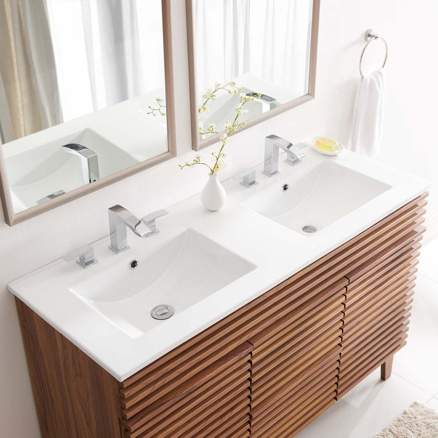 Calla 48" Double Basin Bathroom Sink in White