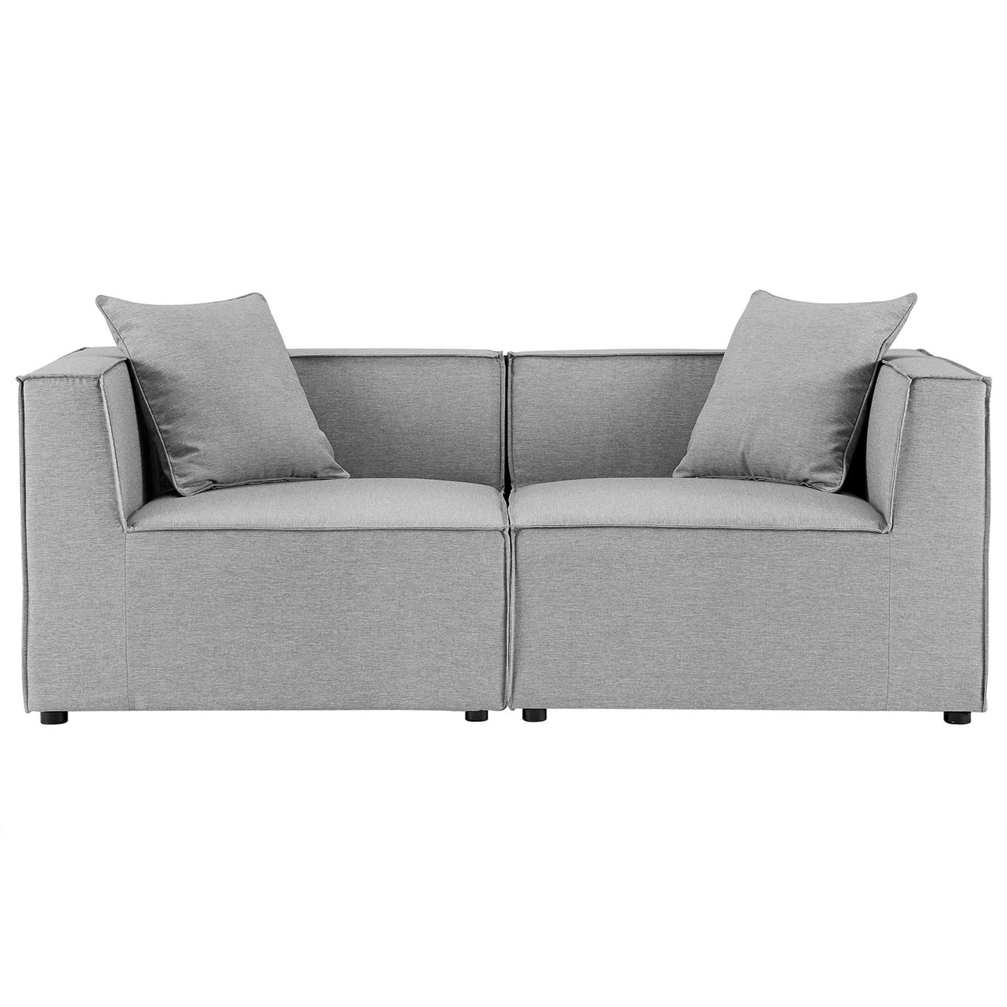 Heath 2-Piece Outdoor Patio Upholstered Sectional Sofa Loveseat in Gray