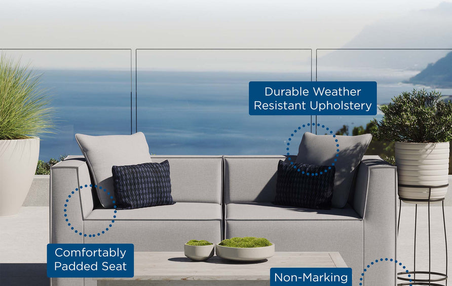 Heath 2-Piece Outdoor Patio Upholstered Sectional Sofa Loveseat in Gray