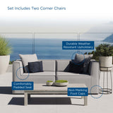 Heath 2-Piece Outdoor Patio Upholstered Sectional Sofa Loveseat in Gray