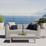 Heath 2-Piece Outdoor Patio Upholstered Sectional Sofa Loveseat in Gray