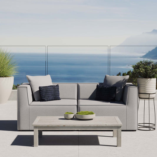 Saybrook 2-Piece Outdoor Patio Upholstered Sectional Sofa Loveseat by Furniture for America