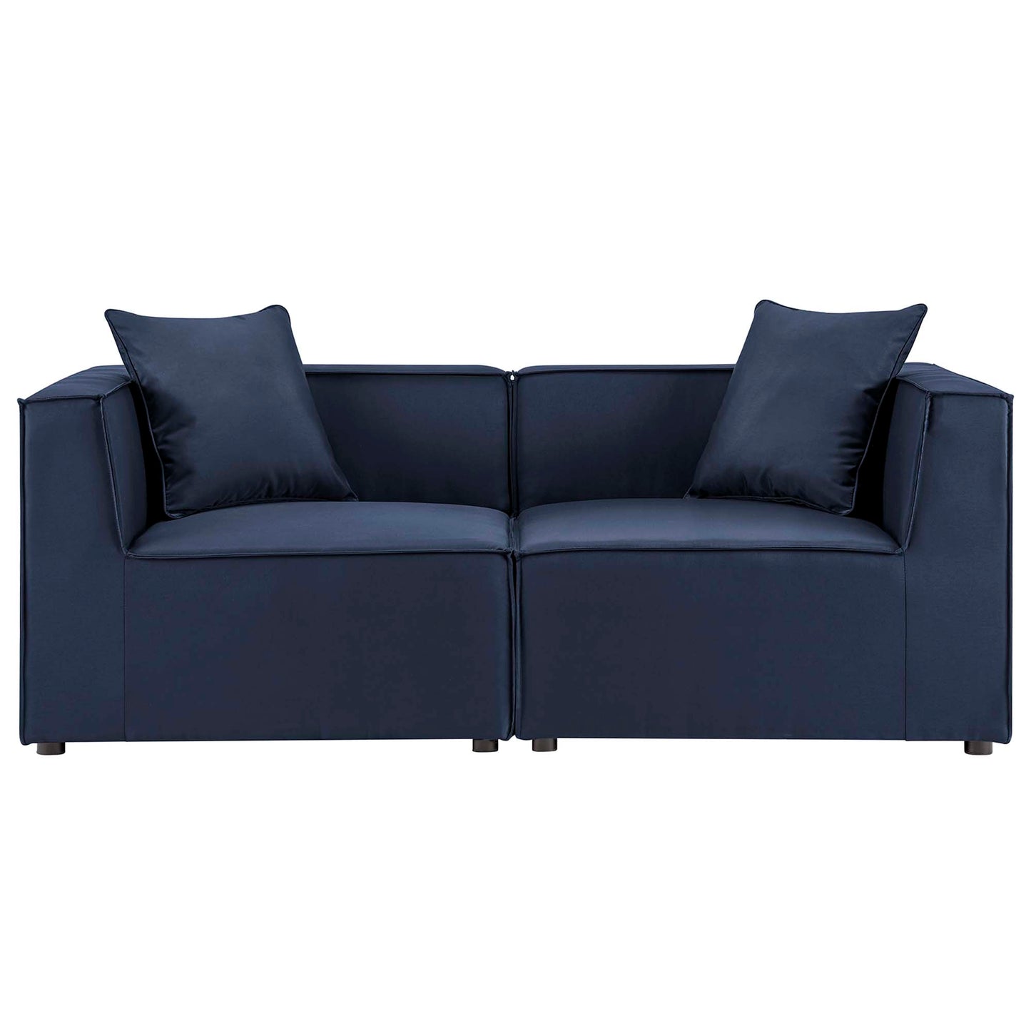 Heath 2-Piece Outdoor Patio Upholstered Sectional Sofa Loveseat in Navy