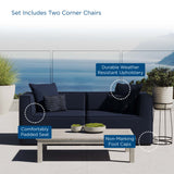 Heath 2-Piece Outdoor Patio Upholstered Sectional Sofa Loveseat in Navy