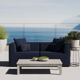 Heath 2-Piece Outdoor Patio Upholstered Sectional Sofa Loveseat in Navy