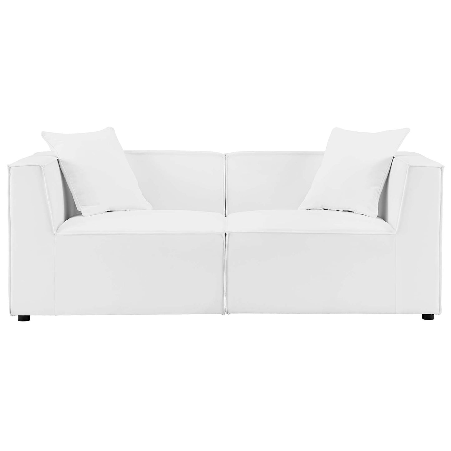 Heath 2-Piece Outdoor Patio Upholstered Sectional Sofa Loveseat in White